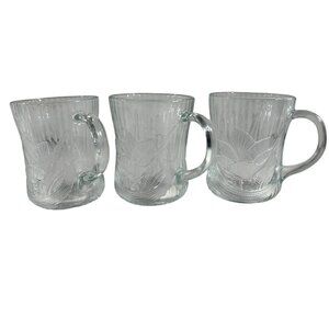 Vintage Lot 3 Canterbury Crocus Arcoroc France Coffee Mugs Tulip Textured